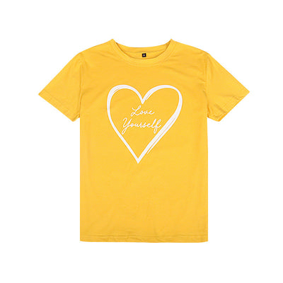 Love Heart Printed Short Sleeve T-shirt