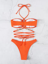 Sexy Pearl Bind Neck Beach Bikini