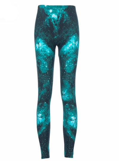 Sexy Women Green Starry Sky Leggings Printing Pants