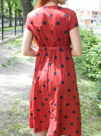 Vintage Dress Casual Polka Dot Print Dress