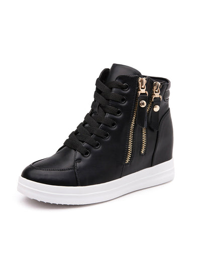 Leather Ladies High Top Heighten Shoes Warm 
