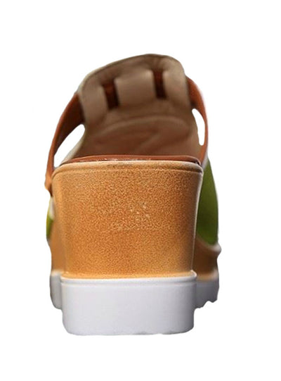 Women Suede Platform Ladies Slip On Open Toes Shoes 