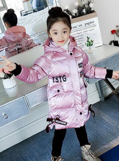 Pink Thickened Medium Long Cotton-Padded Jacket