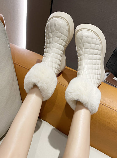 Women's Round Head Back Zipper Boots