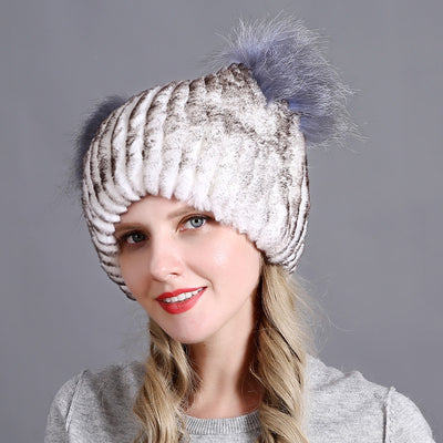 Rex Fur Hats Ladies Thicken Keep Warm
