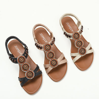 Ethnic Bohemian Beaded Wedge Sandals