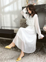 Ruffles Polka Dot Women Chiffon Dress