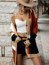 Long-sleeved Stitching Contrast Sweater