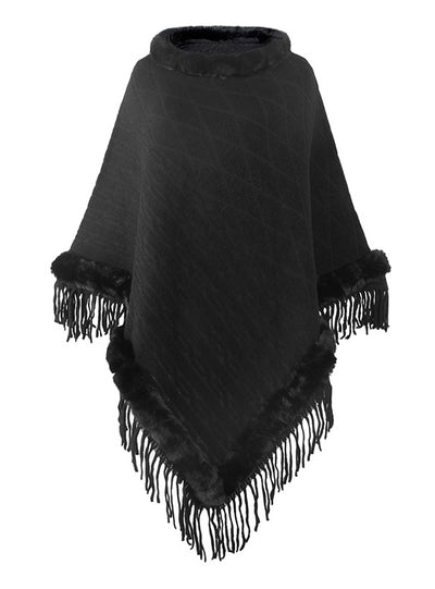Collar Solid ColorKnitted Cape Shawl