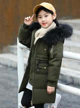 Girl's Ccotton-Padded Foreign-Style Down Jacket Hat