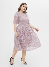 Plus Size Lace Short Sleeve Dress