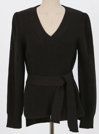Women's Sweaters V-Neck Minimalist Lace Up 