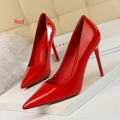 Patent Sshallow Mouth Pointed Shoes