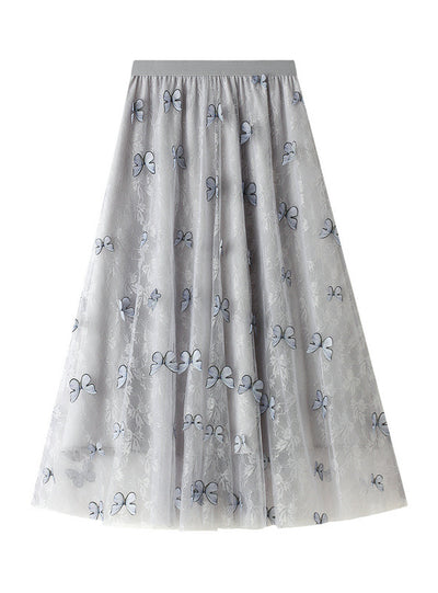 Three-dimensional Butterfly Embroidered Gauze Skirt