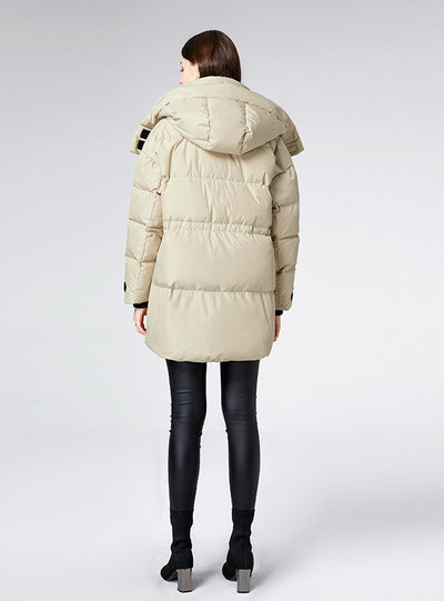 White Loose Thickened Hooded Coat