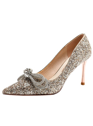 Pointed Female Stiletto Sequined Crystal Shoes