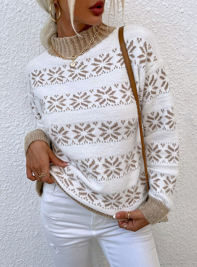 Half-necked Christmas Snowflake Sweater Top
