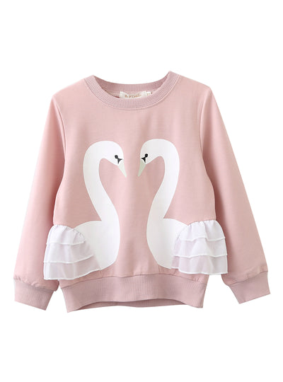 Girls Full T-Shirt Cute Cartoon Bird Lace Shirts