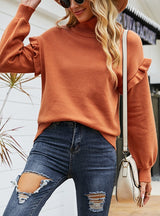 Double Lapel Lotus Leaf Cuff Head Sweater