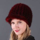Mink Hats Fur Woven Winter Fur Hats