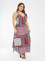 Plus Size Fashion Printed Suspender Dress