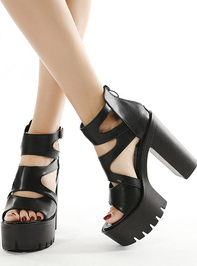 High-heeled Thick Fishmouth Sandals