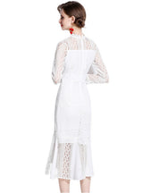 White Lace Crochet Fishtail Dress