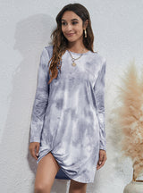 T-shirt Round Neck Tie-dye Printing Dress