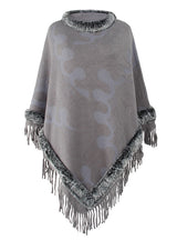 Women Cloak Knit Fur Collar Shawl
