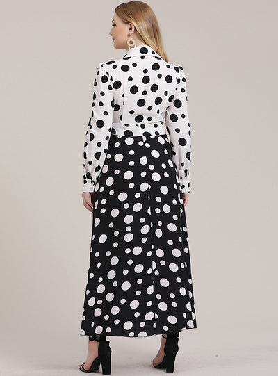 Casual Shirt Collar Single-breasted Polka Dot Long Sleeve Dress