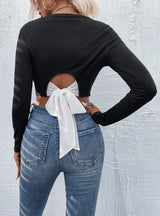 Round Neck Pullover Slim Long Sleeve T-shirt