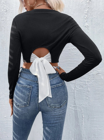 Round Neck Pullover Slim Long Sleeve T-shirt