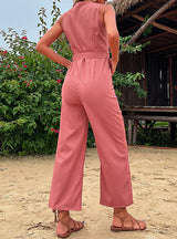 Sleeveless Lace-up V-neck Jumpsuit