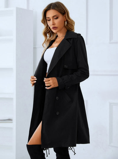 Women V Slim Long Coat With Belt