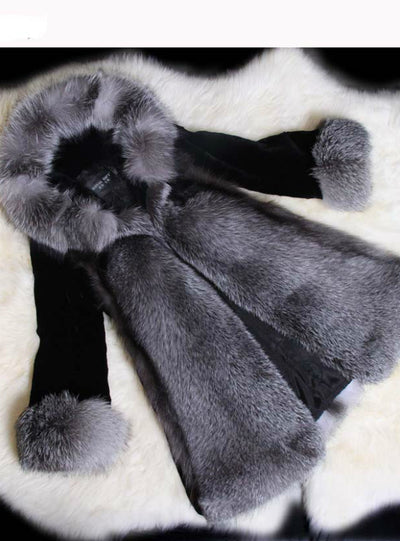 Women Faux Fur And Hooded Luxury Coat