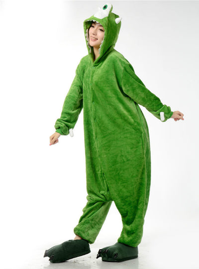 Flannel Green One-Eyed Monster Cartoon Pajamas