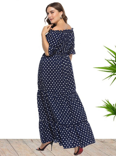 Word Collar Polka Dot Beach Dress