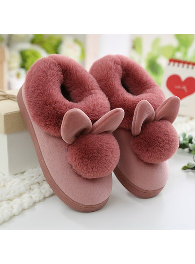 Lovely Rabbit Ears Soft Home Slippers Cotton Warm 