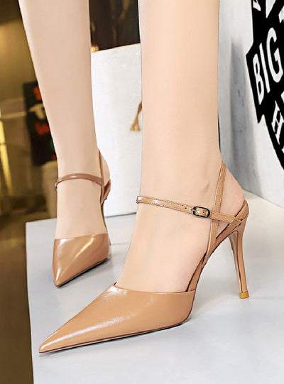 High-heeled Shallow Pointed Hollow Sandals