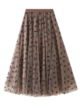 Mosaic Flocking Bow Gauze Skirt