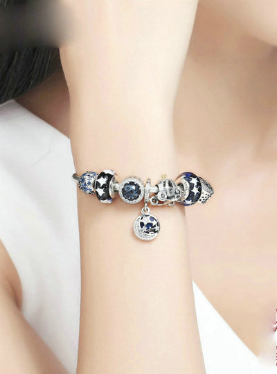 925 Sterling Silver Legend Glittering Glass Beads 