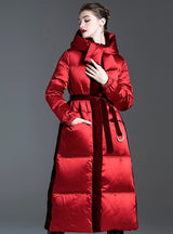 Long Hooded Padded White Duck Down Jacket