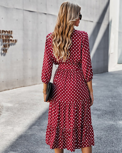 Wave Point Short Sleeve Print Dress