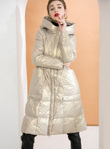 Loose White Duck Down Hooded Long Coat