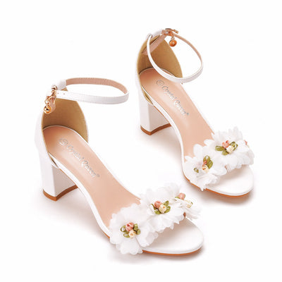 7cm Shallow Flower High-heeled Sandals