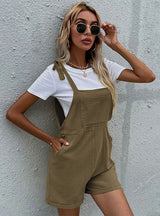 Shorts wide-leg Pants Straps Cotton Jumpsuit
