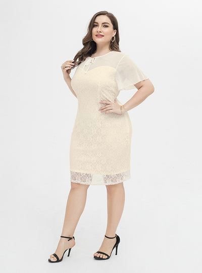 Sexy Lace Short Sleeve Knee Length Dress