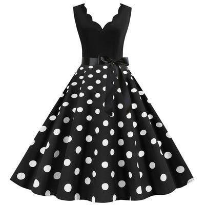 Sleeveless V-neck Wave Print Dress