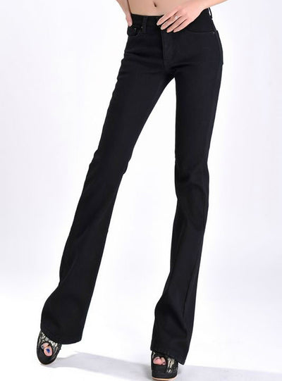 Long Thicken Fleece Flare Winter Jeans Femme Wide