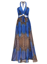 Leopard Print Backless Bohemian Dress